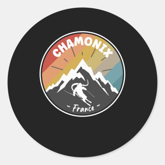 Skiing in France Chamonix Ronde Sticker (Voorkant)