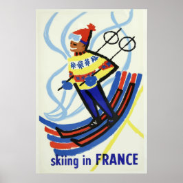 Skiing in France Vintage Poster