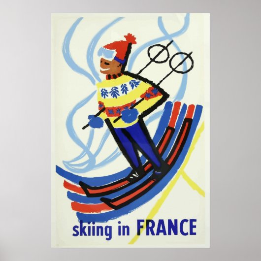 Skiing in France Vintage Poster (Voorkant)