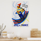 Skiing in France Vintage Travel Poster (Keuken)