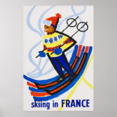 Skiing in France Vintage Travel Poster (Voorkant)