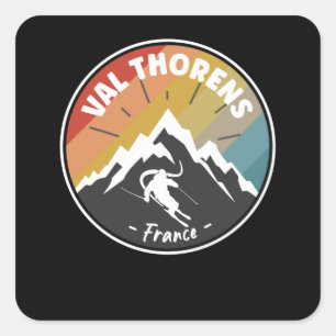 Skiing in Frankrijk Val Thorens Vierkante Sticker