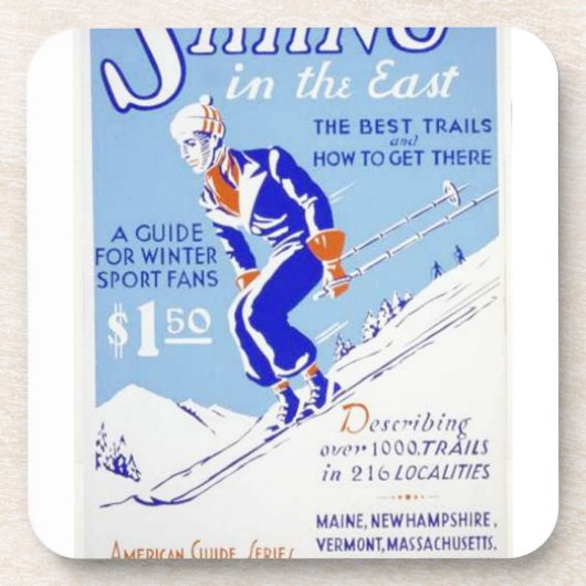 Skiing in het Poster van het Oosten WPA Drankjes Onderzetter (Voorkant)
