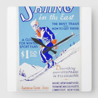  Skiing in het Poster van het Oosten WPA Vierkante Klok