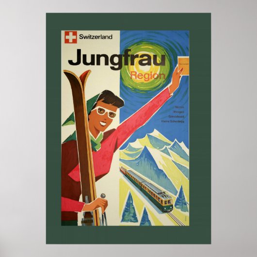  Skiing in het Poster van Zwitserland (Voorkant)