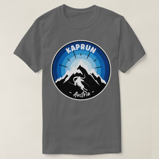 Skiing in Kaprun Austria Blue T-shirt (Design voorkant)