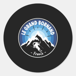 Skiing in Le Grand Bornand France Blue Ronde Sticker