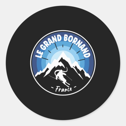 Skiing in Le Grand Bornand France Blue Ronde Sticker (Voorkant)