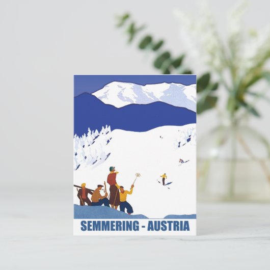 Skiing in Semmering, Oostenrijk Briefkaart (Staand voorkant)