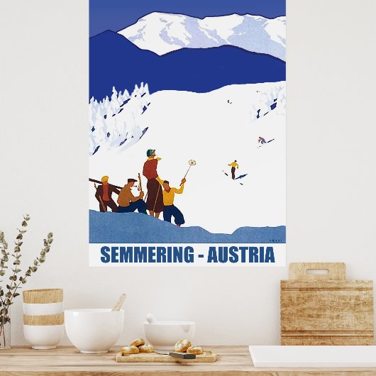 Skiing in Semmering, Oostenrijk Poster (Keuken)