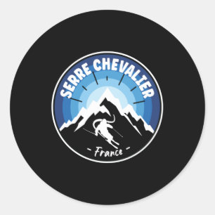 Skiing in Serre Chevalier France Blue Ronde Sticker