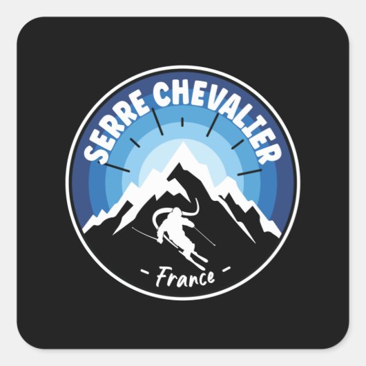 Skiing in Serre Chevalier France Blue Vierkante Sticker (Voorkant)