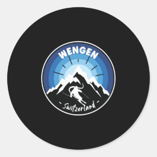 Skiing In Wengen Switzerland Blue Ronde Sticker