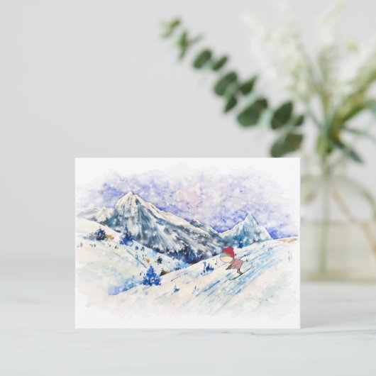 Skiing is Fun Briefkaart (Staand voorkant)