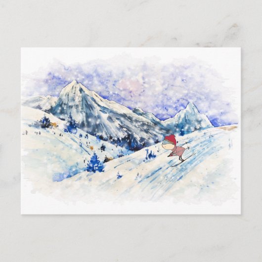 Skiing is Fun Briefkaart (Voorkant)