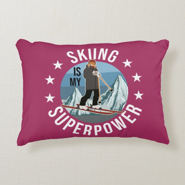 Skiing is Mijn Superpower Accent Kussen (Voorkant)