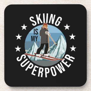 Skiing is Mijn Superpower Bier Onderzetter