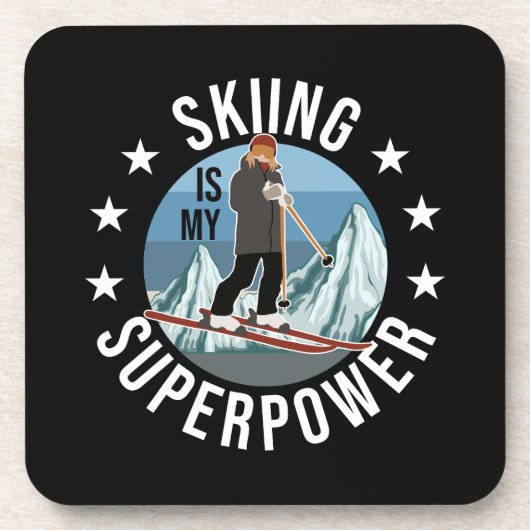 Skiing is Mijn Superpower Bier Onderzetter (Voorkant)