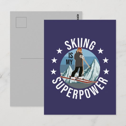 Skiing is Mijn Superpower Briefkaart (Voorkant / Achterkant)