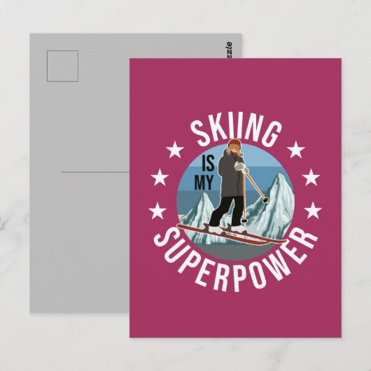 Skiing is Mijn Superpower Briefkaart (Voorkant / Achterkant)