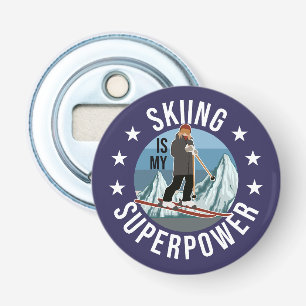 Skiing is Mijn Superpower Button Flesopener