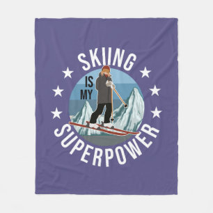 Skiing is Mijn Superpower Fleece Deken