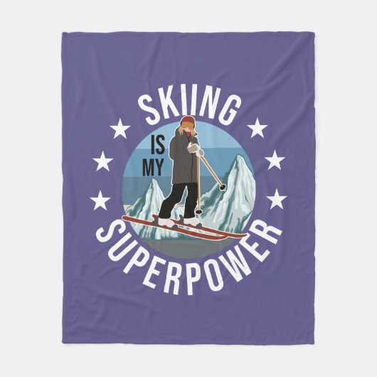 Skiing is Mijn Superpower Fleece Deken (Voorkant)
