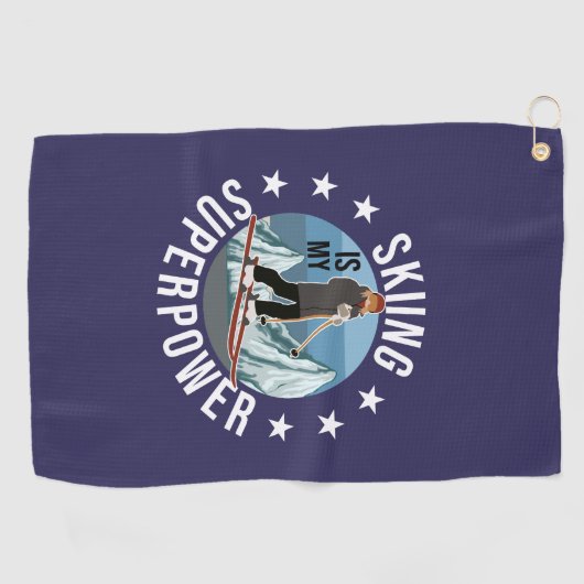 Skiing is Mijn Superpower Golfhanddoek (Horizontaal)