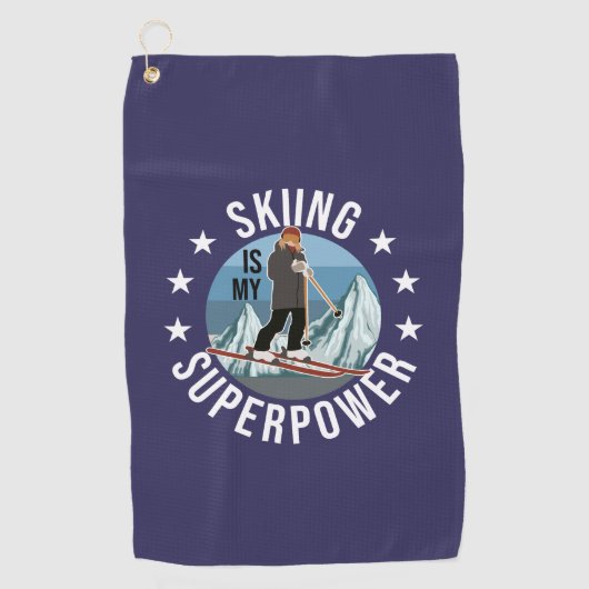 Skiing is Mijn Superpower Golfhanddoek (Voorkant)