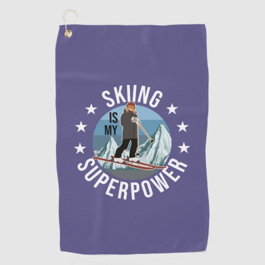 Skiing is Mijn Superpower Golfhanddoek (Voorkant)