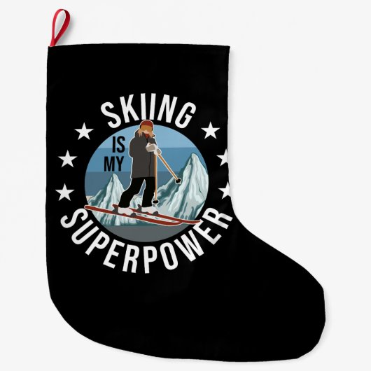 Skiing is Mijn Superpower Grote Kerstsok (Voorkant)