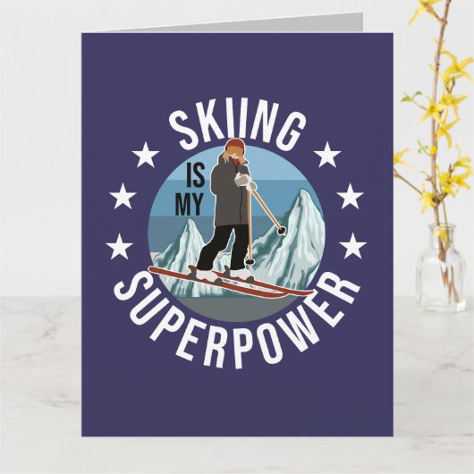 Skiing is Mijn Superpower Kaart (Gele Bloem)