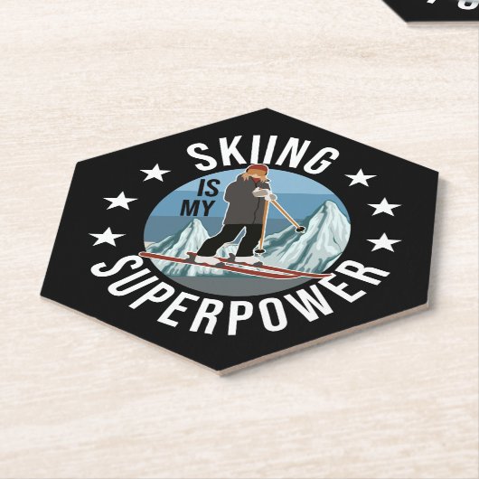 Skiing is Mijn Superpower Kartonnen Onderzetters (Schuin)