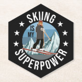 Skiing is Mijn Superpower Kartonnen Onderzetters (Voorkant)