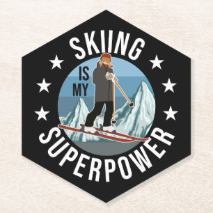 Skiing is Mijn Superpower Kartonnen Onderzetters