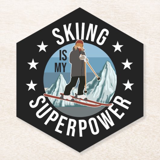 Skiing is Mijn Superpower Kartonnen Onderzetters (Voorkant)