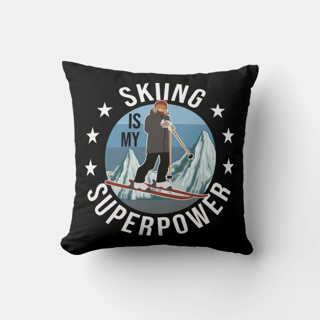 Skiing is Mijn Superpower Kussen (Voorkant)