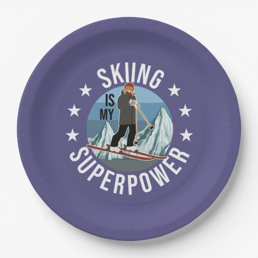 Skiing is Mijn Superpower Papieren Bordje (Voorkant)
