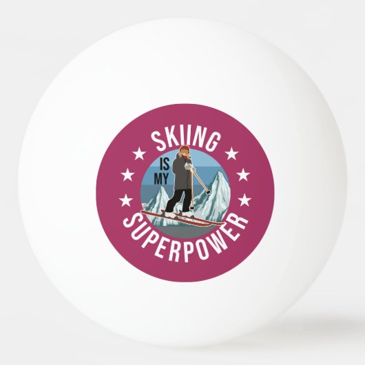 Skiing is Mijn Superpower Pingpongbal (Achterkant)