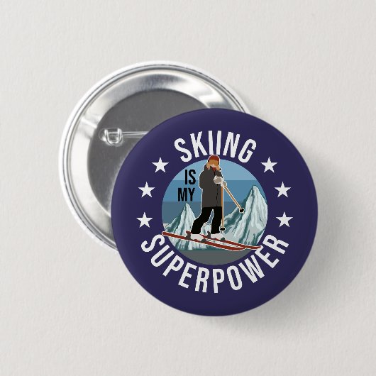 Skiing is Mijn Superpower Ronde Button 5,7 Cm (Voorkant /achterkant)