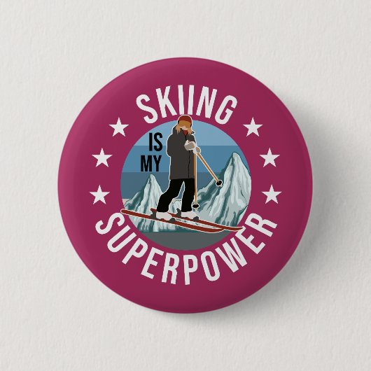 Skiing is Mijn Superpower Ronde Button 5,7 Cm (Voorkant)
