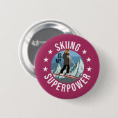 Skiing is Mijn Superpower Ronde Button 5,7 Cm (Voorkant /achterkant)