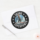 Skiing is Mijn Superpower Ronde Sticker (Envelop)
