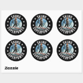 Skiing is Mijn Superpower Ronde Sticker (Vel)