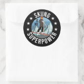 Skiing is Mijn Superpower Ronde Sticker (Tas)