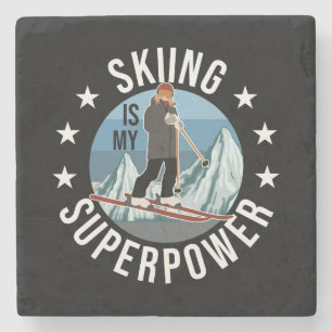 Skiing is Mijn Superpower Stenen Onderzetter