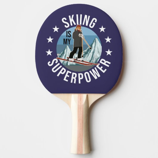 Skiing is Mijn Superpower Tafeltennisbatje (Voorkant)