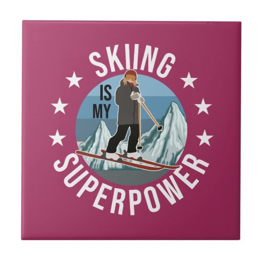 Skiing is Mijn Superpower Tegeltje (Voorkant)