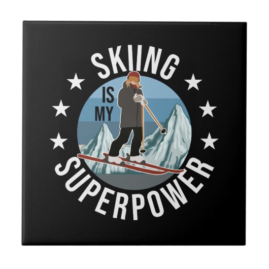 Skiing is Mijn Superpower Tegeltje (Voorkant)