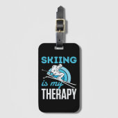 Skiing is mijn therapie grappige skiester Ski Bagagelabel (Voorkant (verticaal))